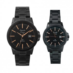 Alexandre Christie AC 1008 Full Black Rosegold Tick Steel Couple